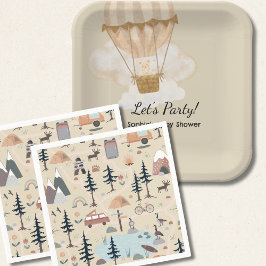 Servilleta De Papel Hot Air Balloon, Adventure Awaits, Earth Tone 