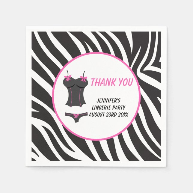 Servilleta De Papel Hot Pink Lingerie Party Thank You (Anverso)