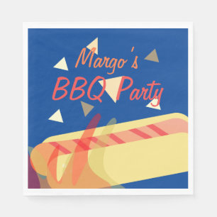 Servilleta De Papel Hotdog Cookout BBQ Cumpleaños Party Blue Napkins