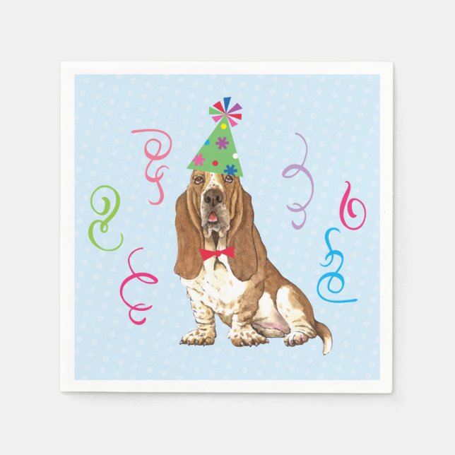 Servilleta De Papel Hound del partido de cumpleaños Basset (Anverso)