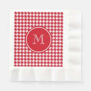 Servilleta De Papel Houndstooth rojo y blanco su monograma