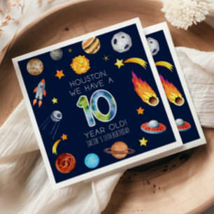 Servilleta De Papel Houston Tenemos Una Fiesta De Cumpleaños De 10 Año