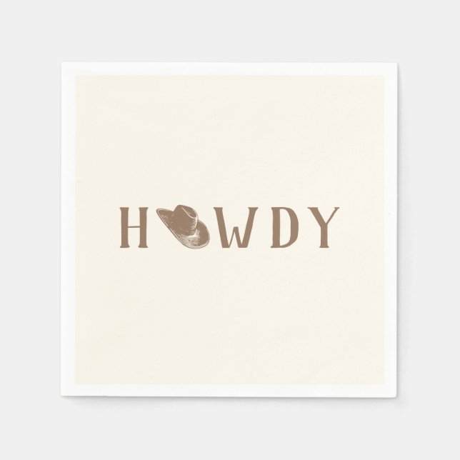 Servilleta De Papel Howdy Hat My First Rodeo Birthday Neutral Party (Anverso)