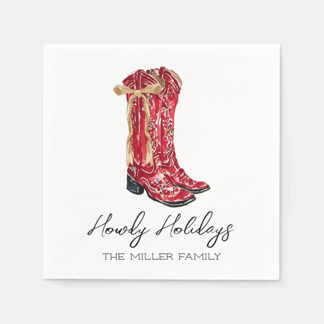 Servilleta De Papel Howdy Holidays Cowgirl (Anverso)