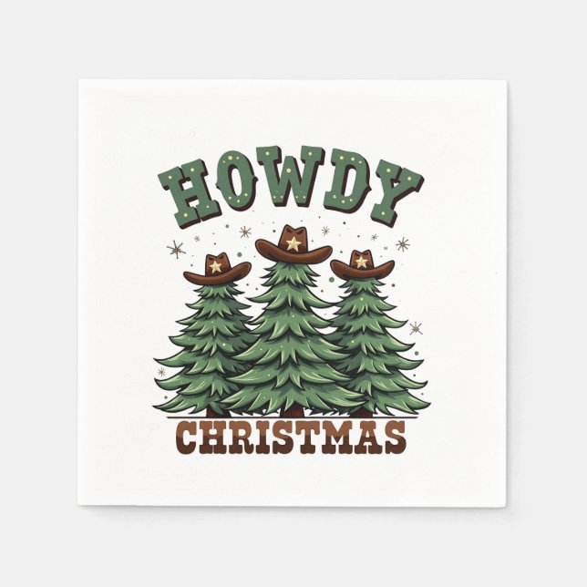 Servilleta De Papel Howdy Navidades Cactus Western Xmas (Anverso)