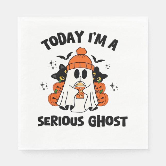 SERVILLETA DE PAPEL HOY SOY UN GRAVE CAFÉ DE FANTASMA DE HALLOWEEN (Anverso)