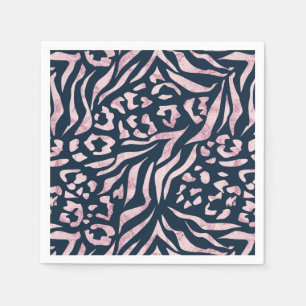 Servilleta De Papel Huella animal, leopardo, tigre, azul, rosa, piel,