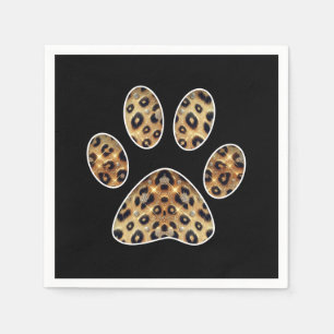 Servilleta De Papel Huella de garra con brillo de leopardo dorado y ne