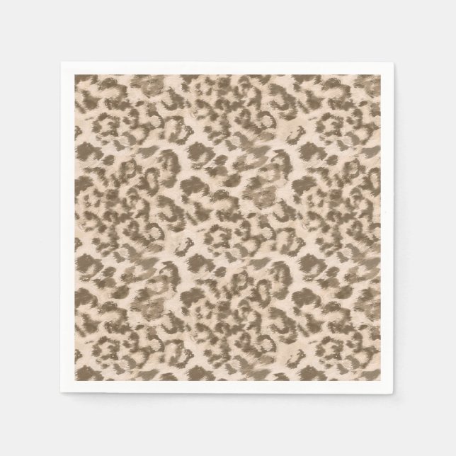 Servilleta De Papel Huella de leopardo beige. (Anverso)