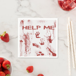 Servilleta De Papel Huella de Mano Ensangrentada Halloween Salpicado d