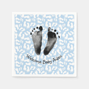 Servilleta De Papel Huella de niño bebé en azul