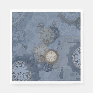 Servilleta De Papel Huella vintage azul de Steampunk