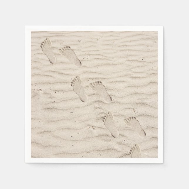 Servilleta De Papel Huellas de arena de playa (Anverso)