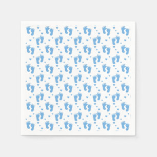 Servilleta De Papel Huellas de bebé azules en blanco