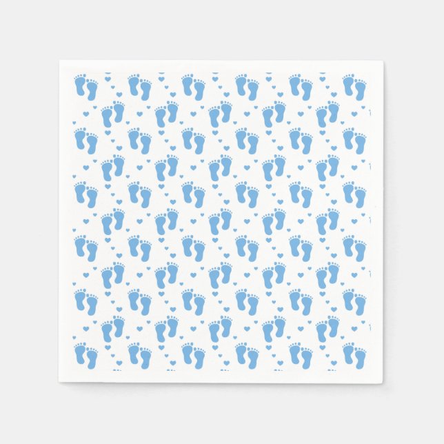 Servilleta De Papel Huellas de bebé azules en blanco (Anverso)