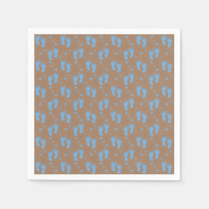 Servilleta De Papel Huellas de bebé azules en marrón