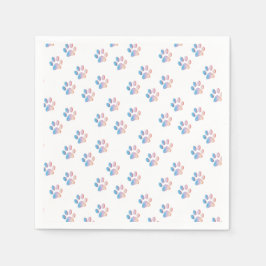 Servilleta De Papel Huellas de patas azules rosadas y amarillas con gr