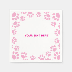 Servilleta De Papel Huellas de Perro Rosadas y Blancas Personalizadas