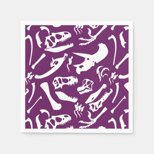 Servilleta De Papel Huesos de dinosaurio (púrpura) (Anverso)