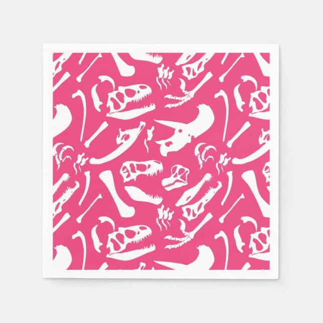 Servilleta De Papel Huesos de dinosaurio (rosa) (Anverso)