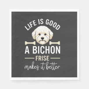 Servilleta De Papel Huesos de perro Bichon Frise de pelo blanco Life I
