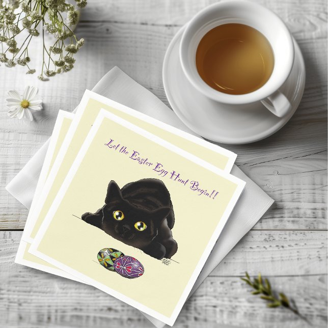Servilleta De Papel Huevo de Pascua Caza Gato Gracioso (Subido por el creador)