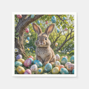 Servilleta De Papel Huevo de Pascua con conejo