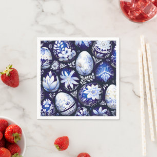 Servilleta De Papel Huevo de Pascua Floral Azul Escandinavo
