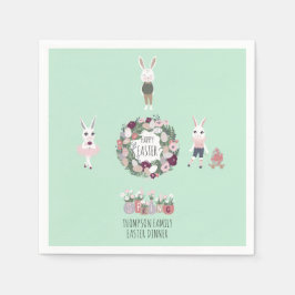 Servilleta De Papel Huevos Bunny Wildflower Personalizado Pascua Vinta