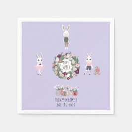 Servilleta De Papel Huevos Bunny Wildflowers Pascua Vintage personaliz