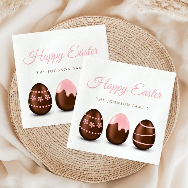 Servilleta De Papel Huevos de chocolate lindo Feliz Pascua (Cute Chocolate Eggs Happy Easter Napkins)