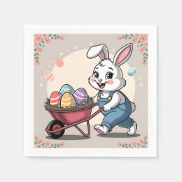 Servilleta De Papel Huevos de conejo de Pascua y Wheelbarrow