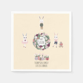 Servilleta De Papel Huevos de época Bunny Wildflowers Semana Santa per