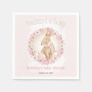 Servilleta De Papel Huevos de Pascua Abanos Cute Bunny Spring Pink Gir