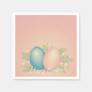 Servilleta De Papel Huevos de pascua azul y rosa bebe y floral de prim