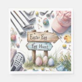 Servilleta De Papel Huevos de Pascua de golf, pelotas, flores y equipo