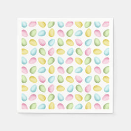 Servilleta De Papel Huevos de Pascua en Acuarela en Colores Pastel Col