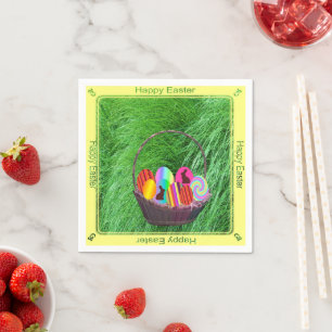 Servilleta De Papel Huevos de Pascua en una canasta