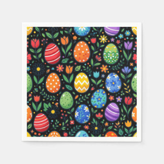 Servilleta De Papel Huevos de Pascua y Flores Arcoíris