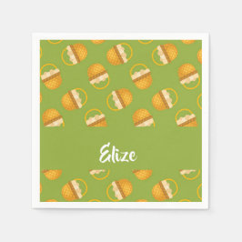 Servilleta De Papel Huevos en cesta marrón en verde