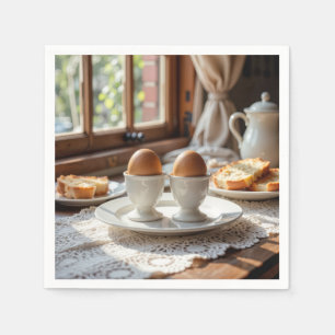 Servilleta De Papel Huevos Marrones Para Desayuno En Hueveras