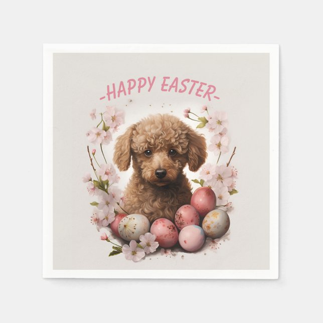Servilleta De Papel Huevos y flores de fideos de Pascua - (Anverso)
