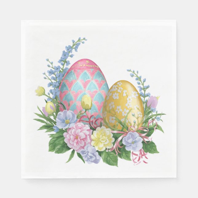 Servilleta De Papel Huevos y flores de Semana Santa (Anverso)