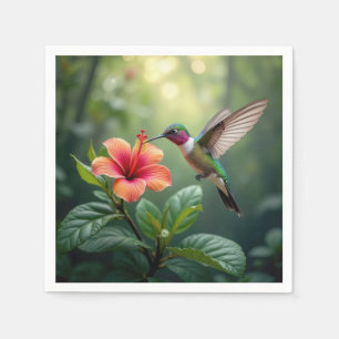 Servilleta De Papel Hummingbird a un hibiscus