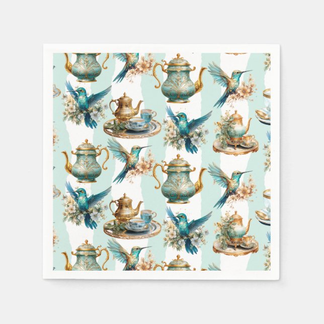Servilleta De Papel Hummingbird Birthday Tea Fiesta (Anverso)