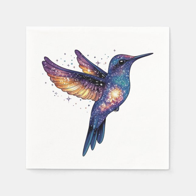Servilleta De Papel Hummingbird con pájaro de Stary Night Sky (Anverso)