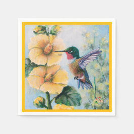 Servilleta De Papel Hummingbird & Hollyhocks Papel y toallas de tela