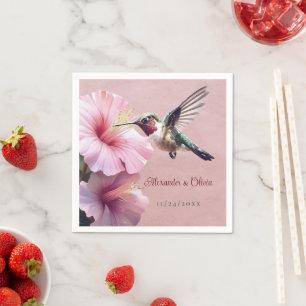 Servilleta De Papel Hummingbird y Boda de Hibiscus   Rosa
