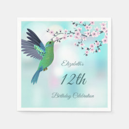 Servilleta De Papel Hummingbird Y Cherry Blossom | Napkins de cumpleañ
