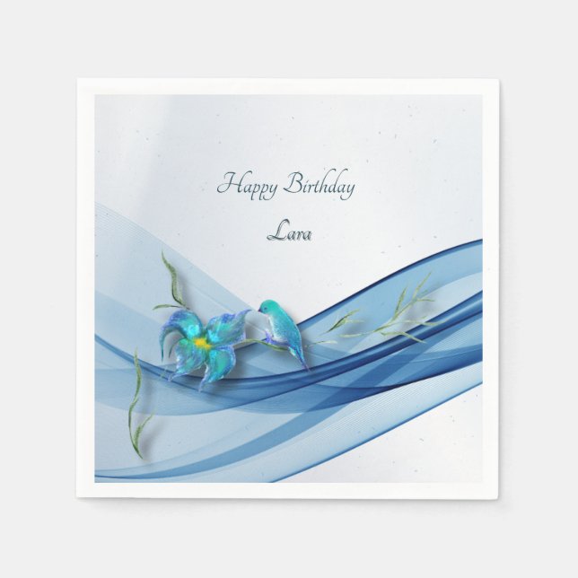 Servilleta De Papel Hummingbird y toallas azules (Anverso)